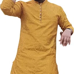 26 i Men Self Design Jacquard Straight Kurta image 3