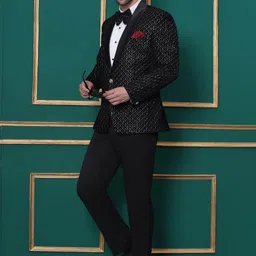 favoroski Men Embellished Tuxedo Style Wedding Blazer image 5