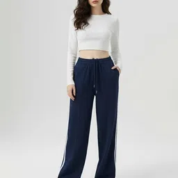 unfld Women Solid Blue Track Pants image 4