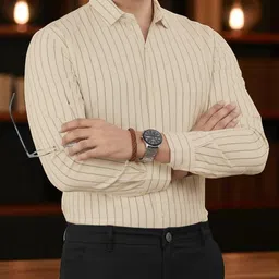 mojamedi Men Regular Fit Striped Spread Collar Formal Shirt-picture-16