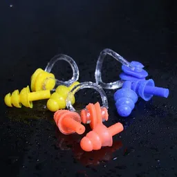 arrowmax 6 Sets Waterproof Silicone Swimming Earplugs Nose Clip Plugs, Ear & Nose Sets Ear Plug & Nose Clip image 2