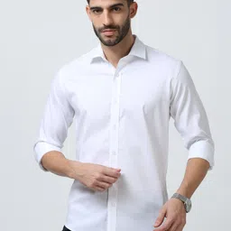 jessnx Men Slim Fit Solid Spread Collar Casual Shirt-picture-18