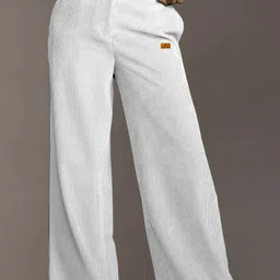 rajovati Women Relaxed White Polyester Trousers-picture-32