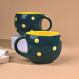 storepedia Pack of 6 Ceramic Polka Doted Tea Cups Set of 6, 150ml Coffee Mugs for Home Office image 4