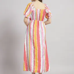 jash creation Women Fit and Flare Pink Midi/Calf Length Dress image 2