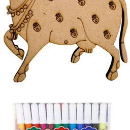 erhindia Wooden Cow Animal Cutouts for Kids Crafts DIY Painting Kit for Art Craft image 1