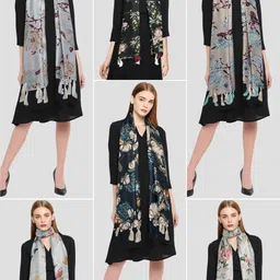 Printed Chiffon Women Multicolor Scarf, Stole, Fancy Scarf-image-7