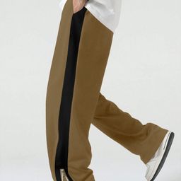 jump cuts Men Colorblock Brown Track Pants-picture-31