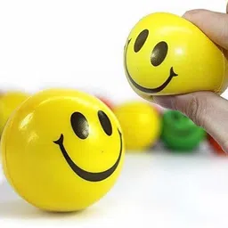 gs ent Smiley yellow foam ball 21-cm for hand forearm exercise, blood pressure control and stress relief ball smiley ball- 10 mm image 3
