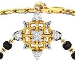 avsar Avsar Real Gold Handmade MANGALSUTRA43YB Yellow Gold 14kt Cubic Zirconia Charm Bracelet-image-12