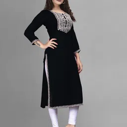 patbro Women Embroidered Viscose Rayon A-line Kurta image 3