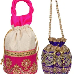 sunesh creation Women Pink, Blue, Gold Potli-picture-27