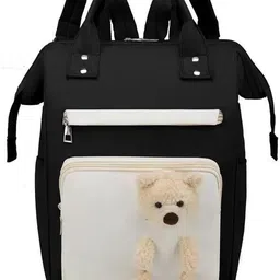 baby holic Baby Diaper Bag for Mothers | Black Maternity Backpack with Teddy Design TRAVELLING DIAPER BAG-picture-16