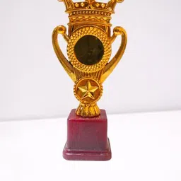 afiya international Metallic Fibre Trophy King Crown 8 INCH Trophy image 1