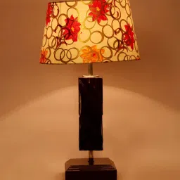 Troika Yellow Fabric Shade Night Lamp With Wood Base By BrightDaisy image 4