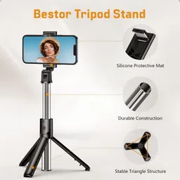 H A M Selfie Stick Tripod with Wireless Remote Extendable Stand for Vlogging & Photography Bluetooth Selfie Stick image 5