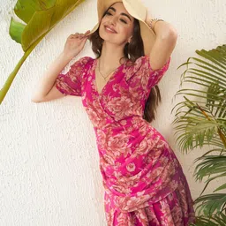 sassafras Women Fit and Flare Pink Above Knee/Mid Thigh Length Dress-picture-28