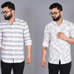 fubar Men Slim Fit Striped Spread Collar Casual Shirt-picture-18