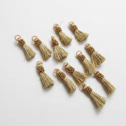 the giftery Handmade Pearl Tassels for Pallu/Easy to Attach (Gold)-picture-30