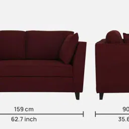 woodsworth from pepperfry Miranda Chenille Fabric 2 Seater Sofa In Garnet Red Colour image 2