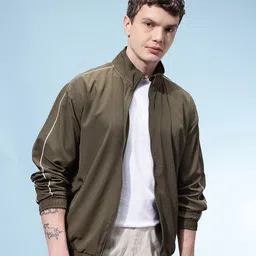 glitchez Men Solid Bomber Jacket image 3