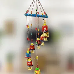 vanshika collection bell on ring 7 showpiece decorative door wall window hanging bell Wood Windchime image 2