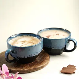 Folkstorys Set Of 2 Blue Textured Ceramic Glossy Cups-image-39