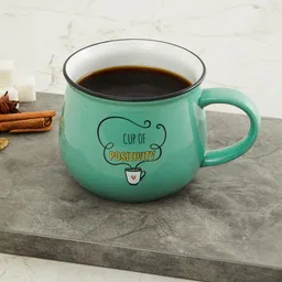 Home Centre Green & Black Text or Slogans Printed Bone China Glossy Cup-image-83