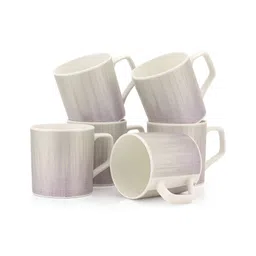 JCPL White & Purple 6 Pieces Printed Ceramic Glossy Tea Cups 200 ml Each-picture-10