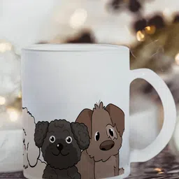 Gathari White & Brown Printed Glass Matte Coffee Mug - 350 ML image 2