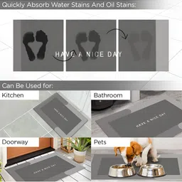 UMAI Grey Printed 240 GSM Anti-Skid Bath Mat image 4