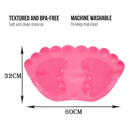 Kuber Industries Pink & Grey 2 Pieces 120 GSM Foot Shape Bath Rugs image 2