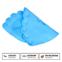 Kuber Industries Blue 120 GSM Foot Shape Bath Rugs image 2