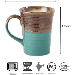 MIAH Decor Set Of 2 Blue & Brown Textured Dishwasher Safe Mugs image 4