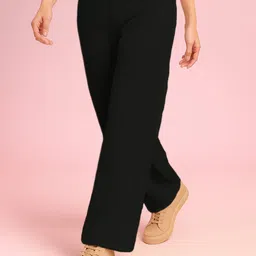 nachu Women Regular Fit Black Polyester Trousers image 3