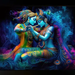 kngs crafts Ethereal Radha Krishna Framed Art | Divine Love Canvas Print | Premium Home Acrylic 14 inch x 10 inch Painting-picture-30