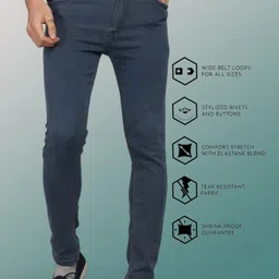 lzard Men Slim Mid Rise Grey Jeans-picture-29