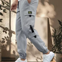 the pvr clothing Men Slim Fit Grey Cotton Blend Trousers-picture-18