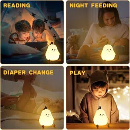 eyeseek Silicone Cute Pear Touch Control Color-Changing LED Light with 7 Colors Night Lamp image 4