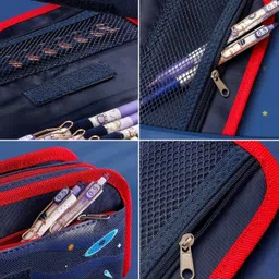 radhey preet Astronaut Theme Multi-layer Stationery Storage Case For Kids, Detachable Compartment With The Help of Velcro, Multicolor & Design, RP1039 Art Polyester Pencil Box image 3