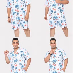 girafashion Men Top & Shorts Set Multicolor Floral Print, Printed image 4