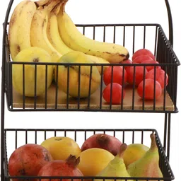 as industries Iron Metal 2 Tier Sq Fruit & Vegetable Basket for Dinning, Iron Fruit & Vegetable Storage Basket-picture-15