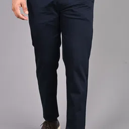 fubar Men Slim Fit Dark Blue Cotton Blend Trousers-picture-17