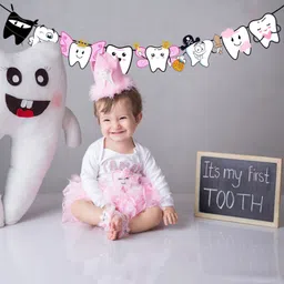 zyozi I Got My First Tooth Character Banner,I Got My First Tooth Decoration(BABY GIRL) Banner-picture-18