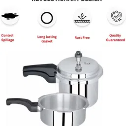 blu bel Sandwich Bottom Pressure Cooker Set of 2 with Common Lid (ISI & CE Certified) 3 L, 2 L Induction Bottom Pressure Cooker image 4