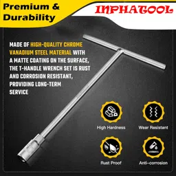 wolzook S24 STEEL T SPANNER - 8MM, 10MM, 11MM, 12MM, 13MM, 14MM, 15MM I EASY TO USE. Socket Set image 4