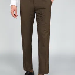 peter england Men Slim Fit Brown Polycotton Trousers-picture-20
