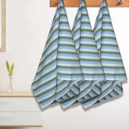 athom living Green Cotton Striped 220 GSM Bath Towels 3 Pc-picture-21