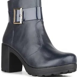 inc.5 Women Navy Party Wear Solid Block Heel Boots Boots For Women image 2