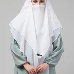 nazneen Solid Georgette Women White Scarf-picture-19